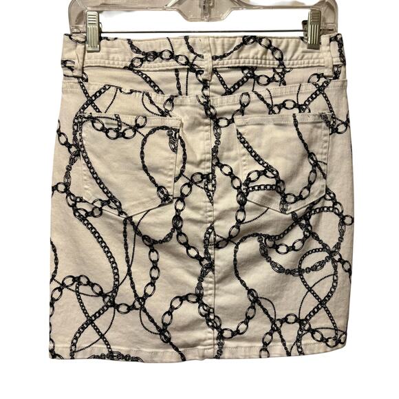 Cache Black White Pencil Status Chains Denim Stretch Mini Skirt sz 2 NWoT - Picture 2 of 4